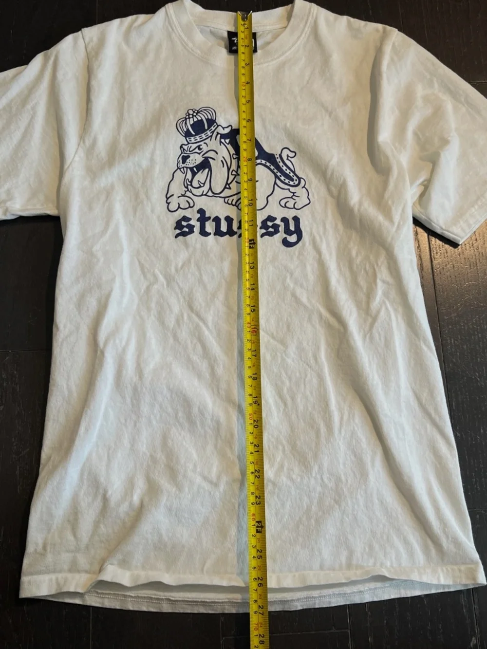 Stussy Bulldog T-Shirt White blue Top short sleeve SMALL - Picture 2 of 7